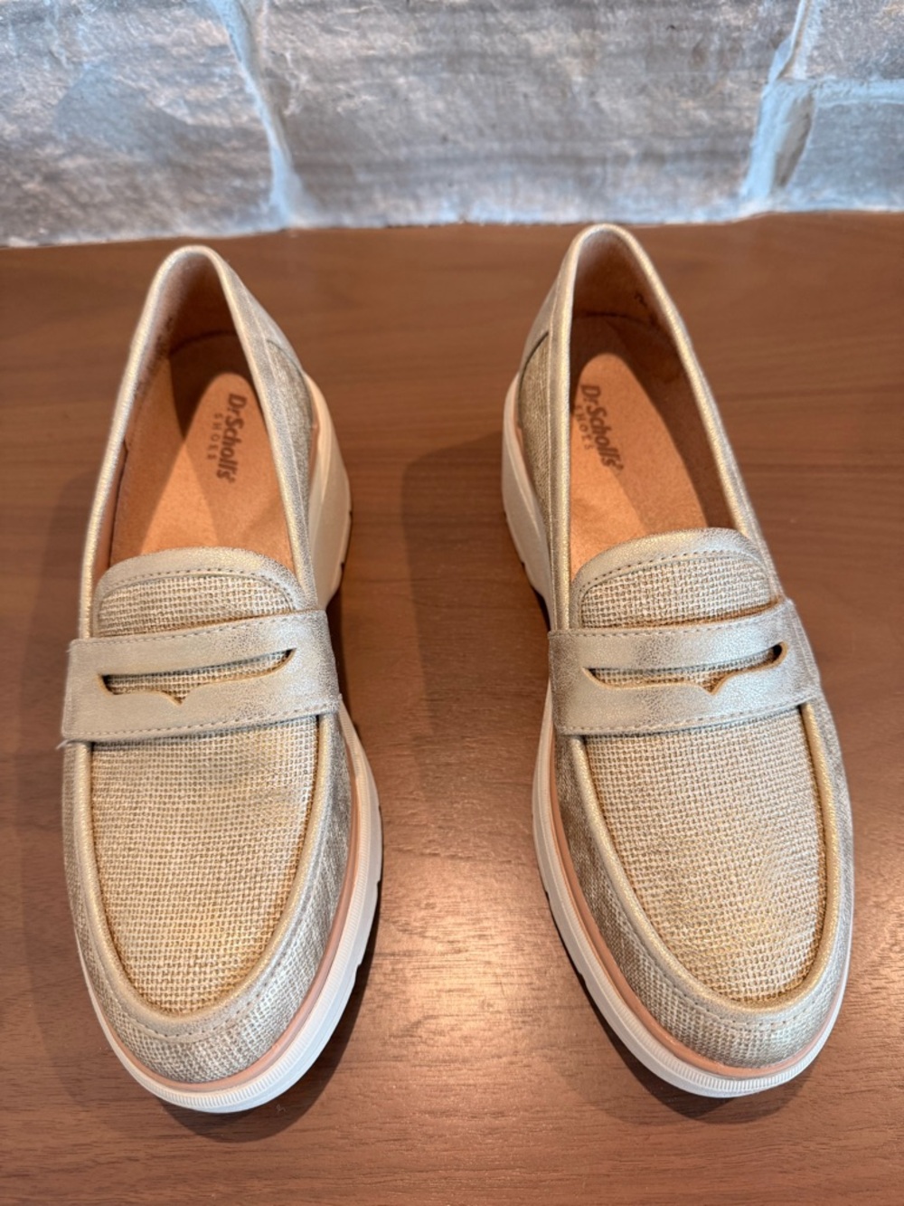 Dr. Scholl’s Platform Penny Loafers in Light Gold - Picture 2 of 6